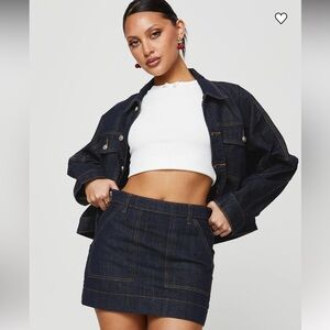 NWT Princess Polly Hughes Mini Skirt Dark Wash Denim Size 4